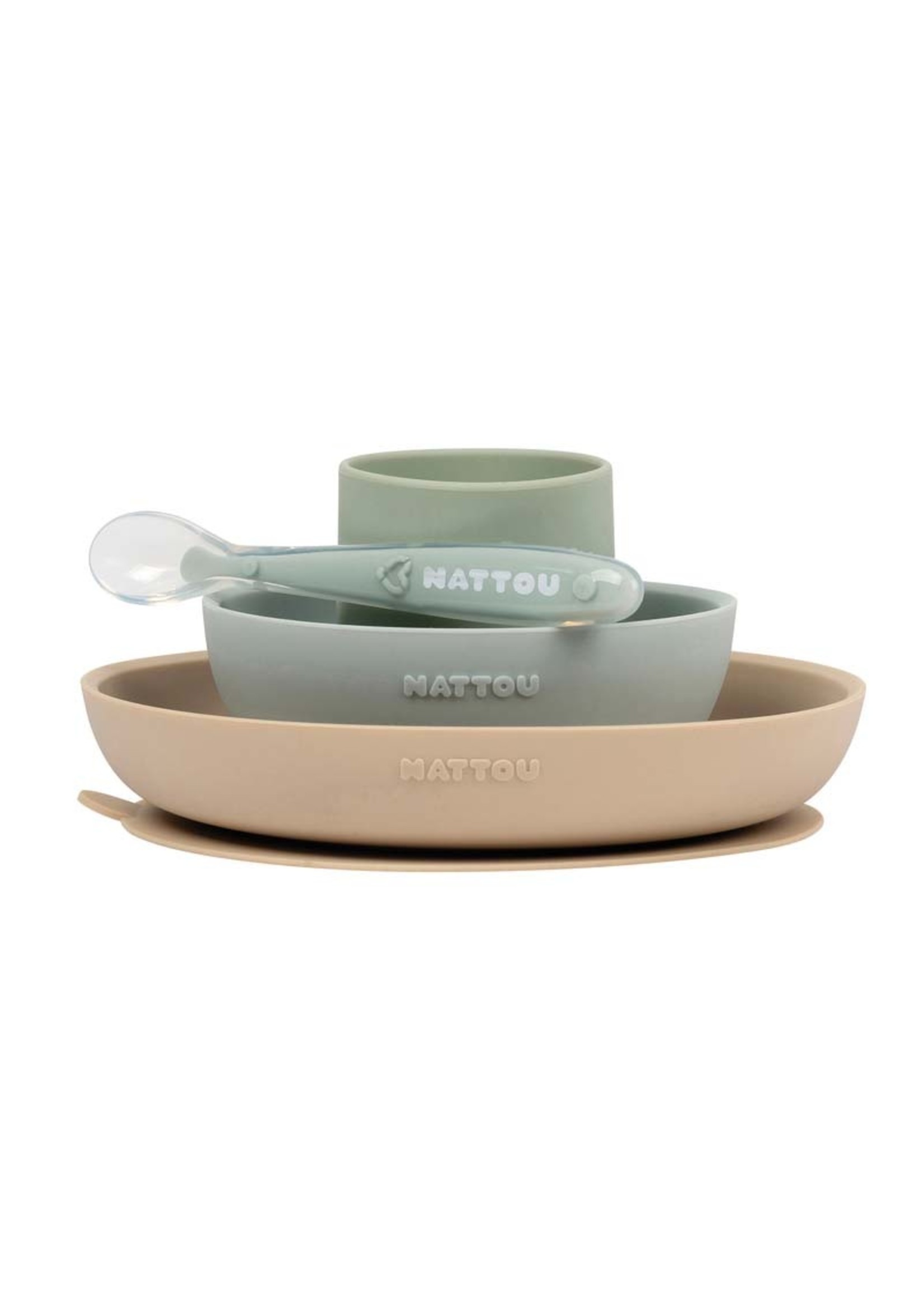 beaba Nattou Silicone eetset zand/groen