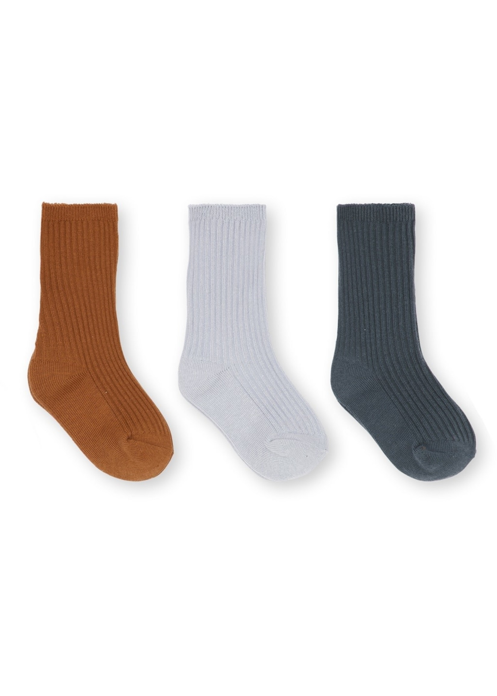 Konges Slojd Konges Slojd Rib Socks Leather/Pearl/Magnet (3-pack)