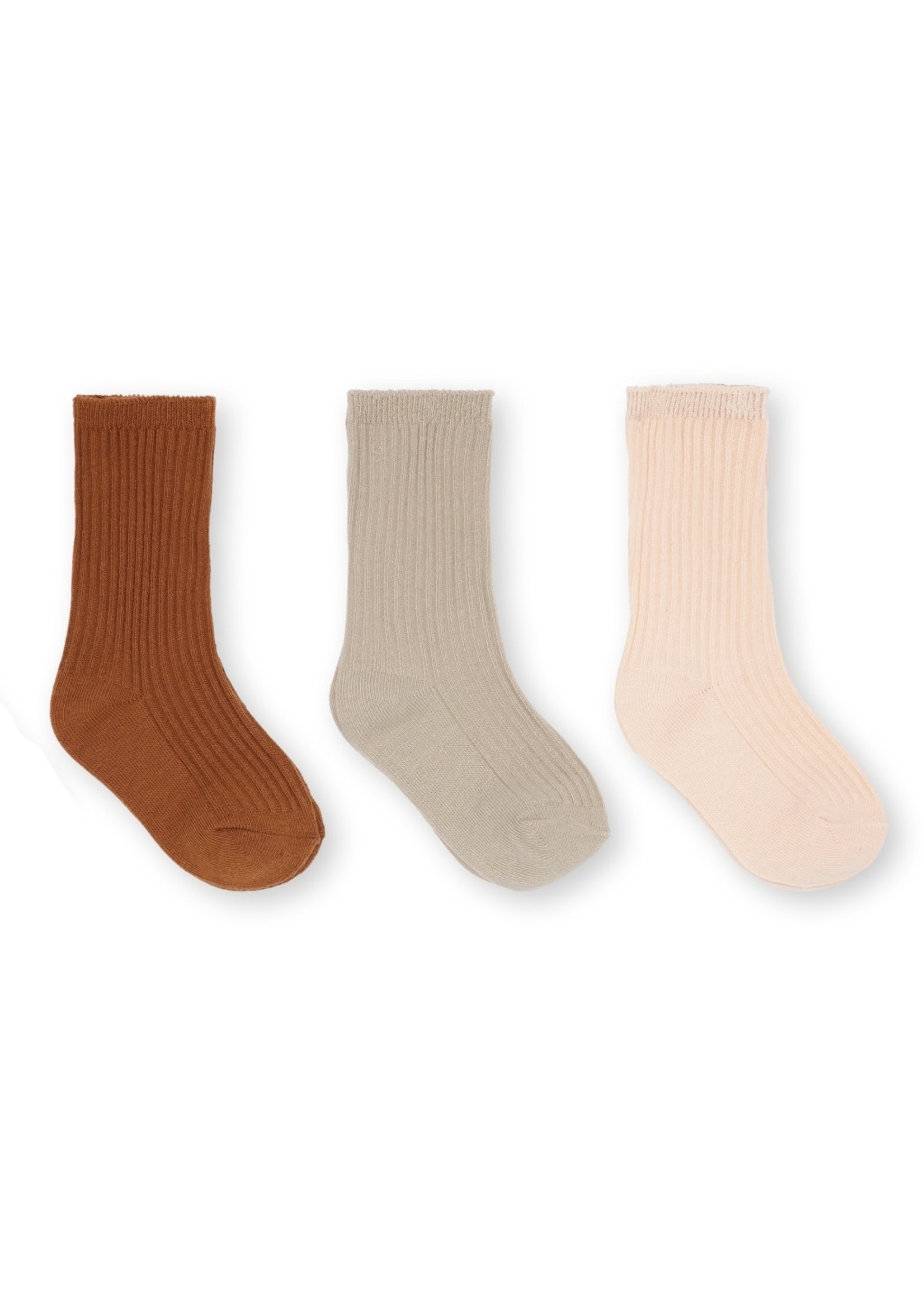 Konges Slojd Konges Slojd Rib Socks Sun/Leather/Milk (3-pack)