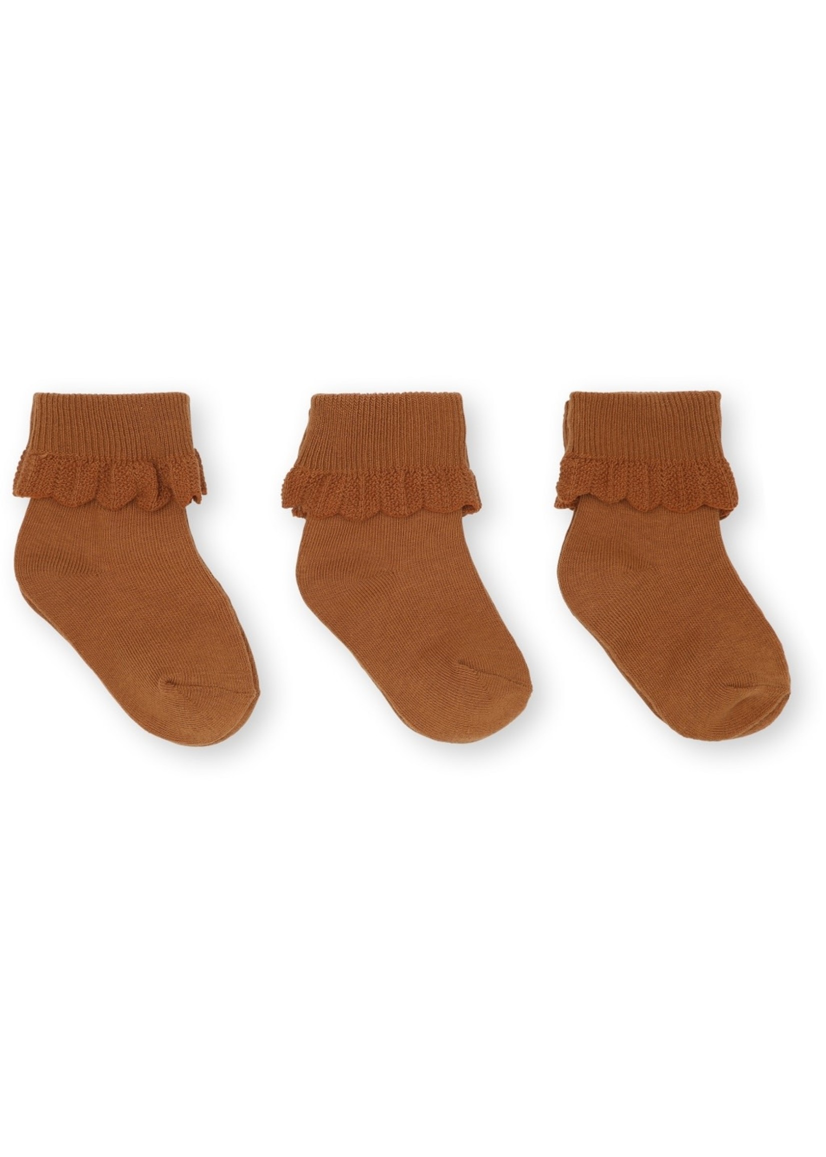 Konges Slojd Konges Slojd Lace Socks Leather Brown (3-pack)