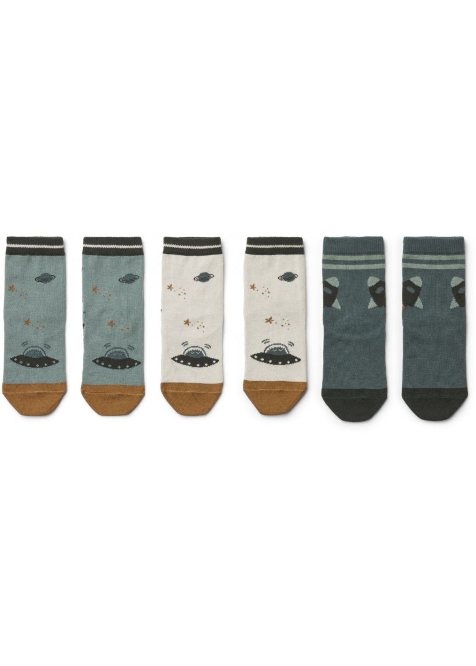 Liewood Liewood Silas Cotton Socks Space Blue Mix (3-pack)