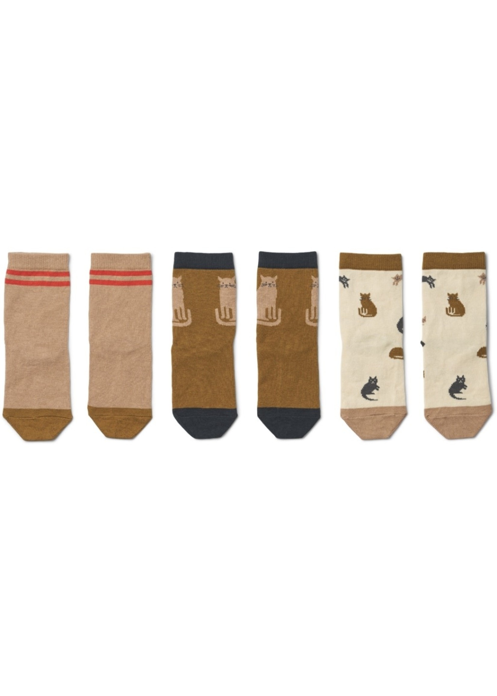 Liewood Liewood Silas Cotton Socks Miauw Apple Blossom Mix (3-pack)