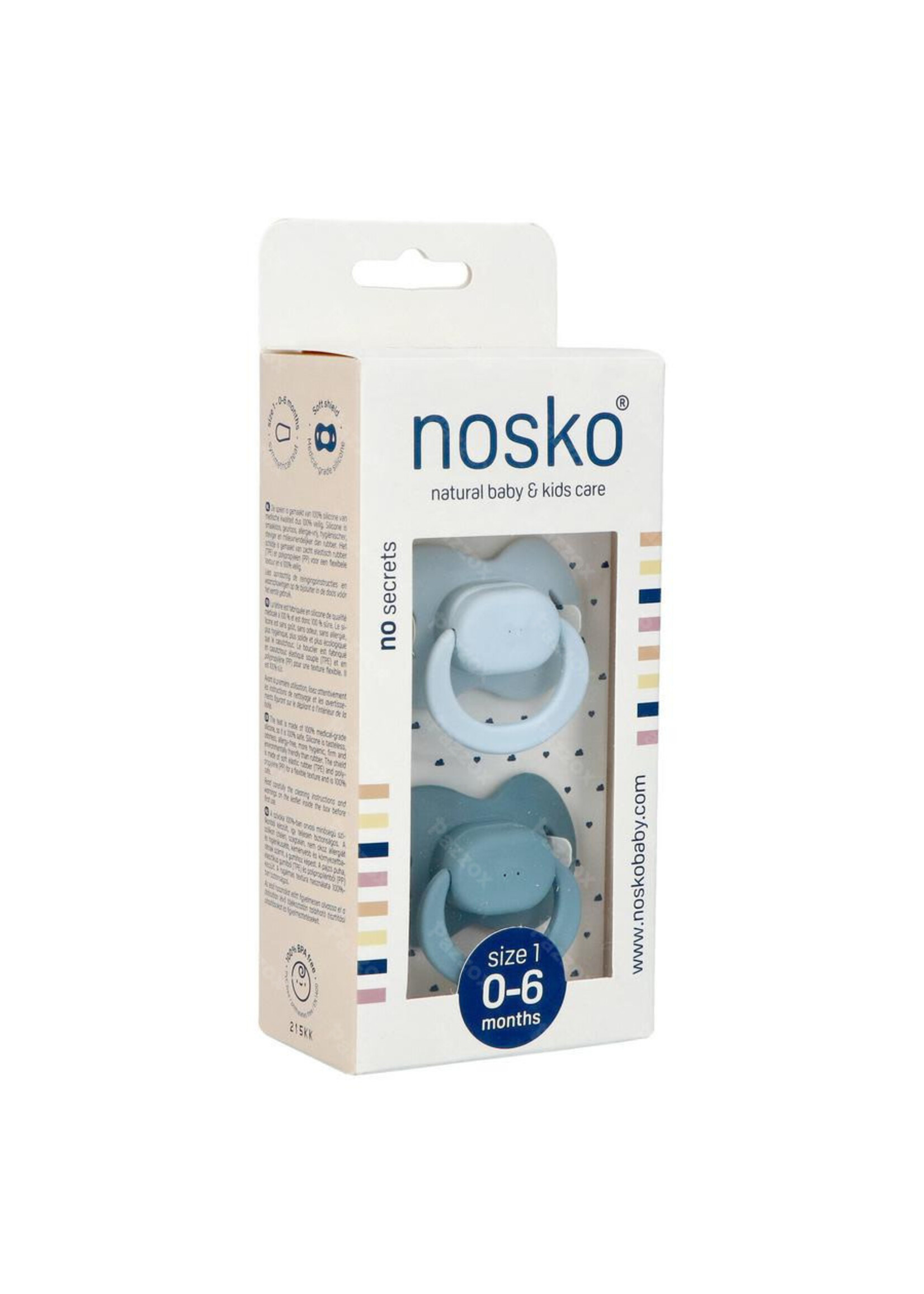 nosko Nosko Fopspeen Blue/Whale blue 0/6mnd