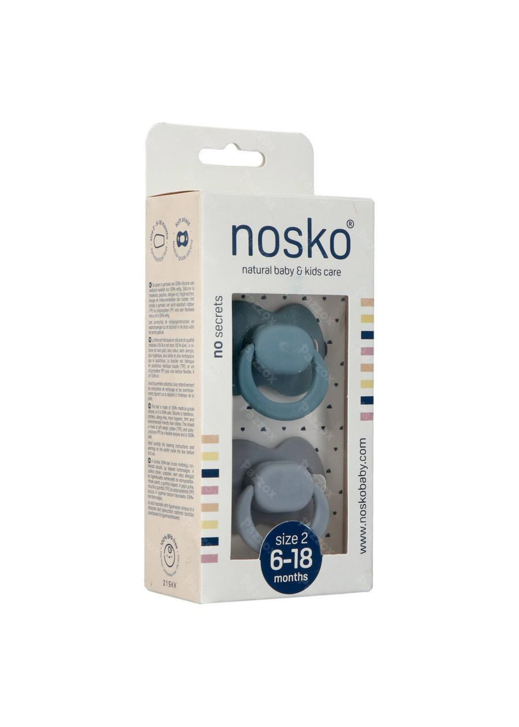nosko Nosko Fopspeen Whale Blue/Mouse Grey 6/18mnd