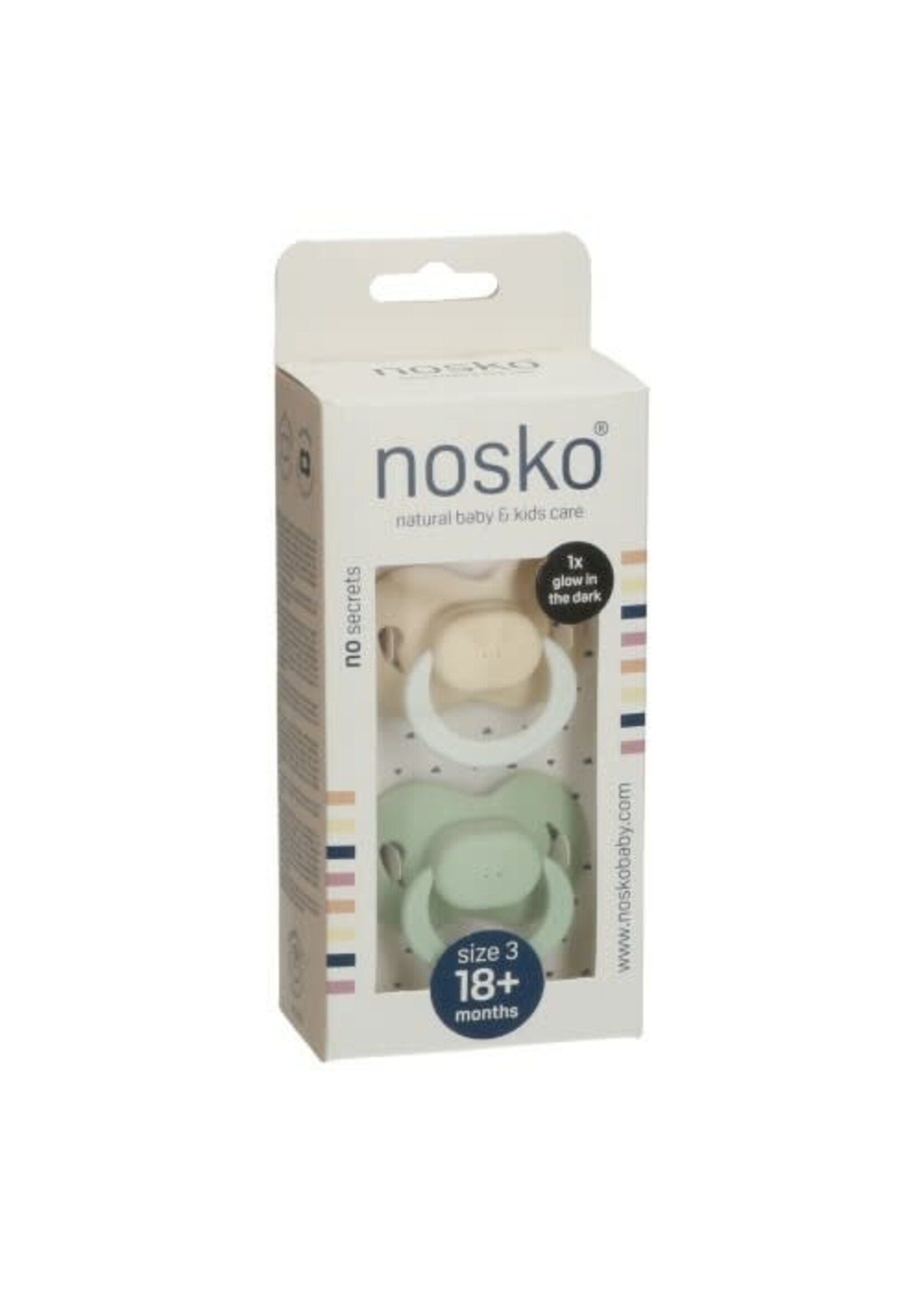 nosko Nosko Fopspeen Ivory Glow in the Dark/Mint 18mnd+