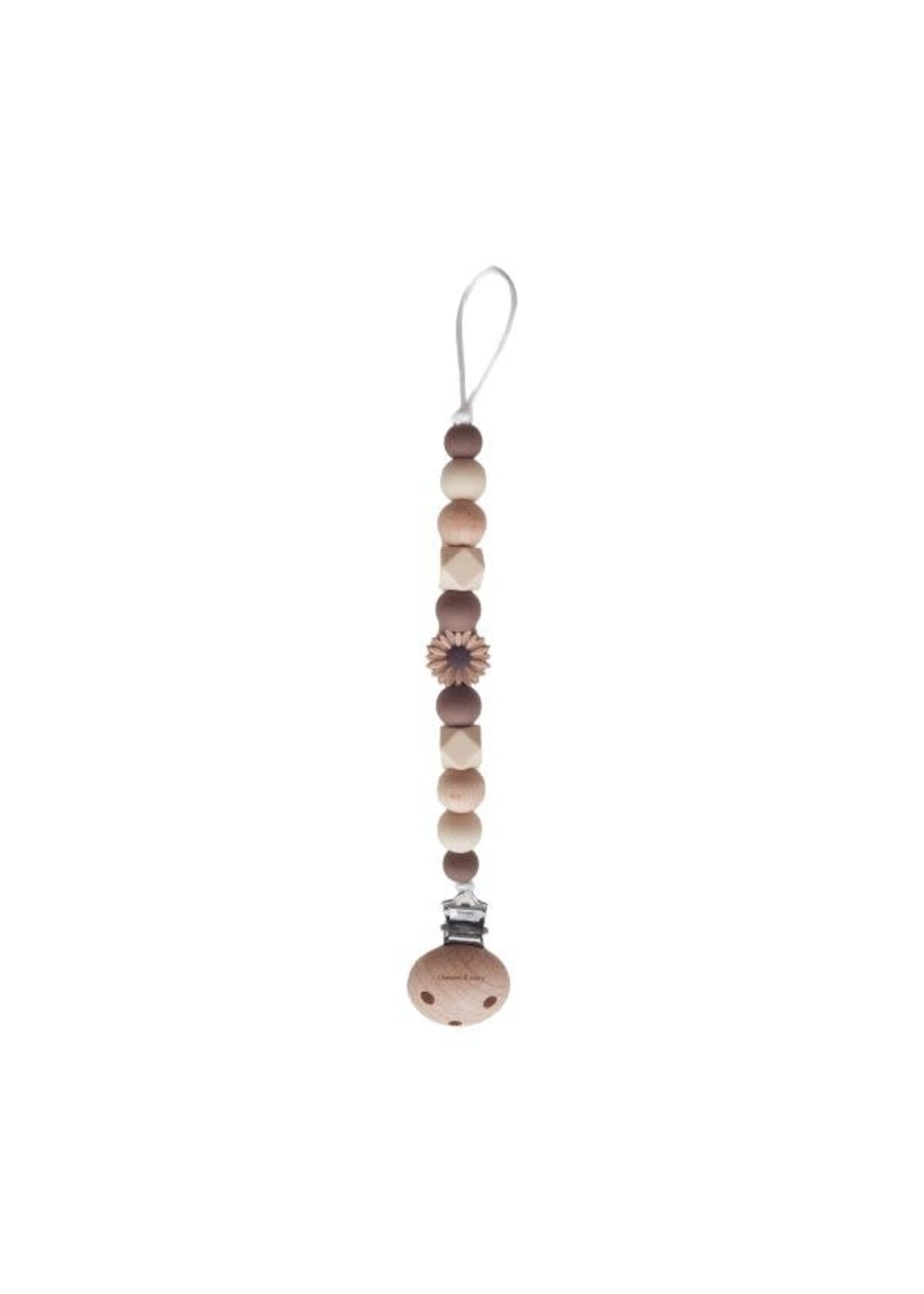 Chewies&More Chewies & More Fopspeenketting Daisy Clip Wood Brown