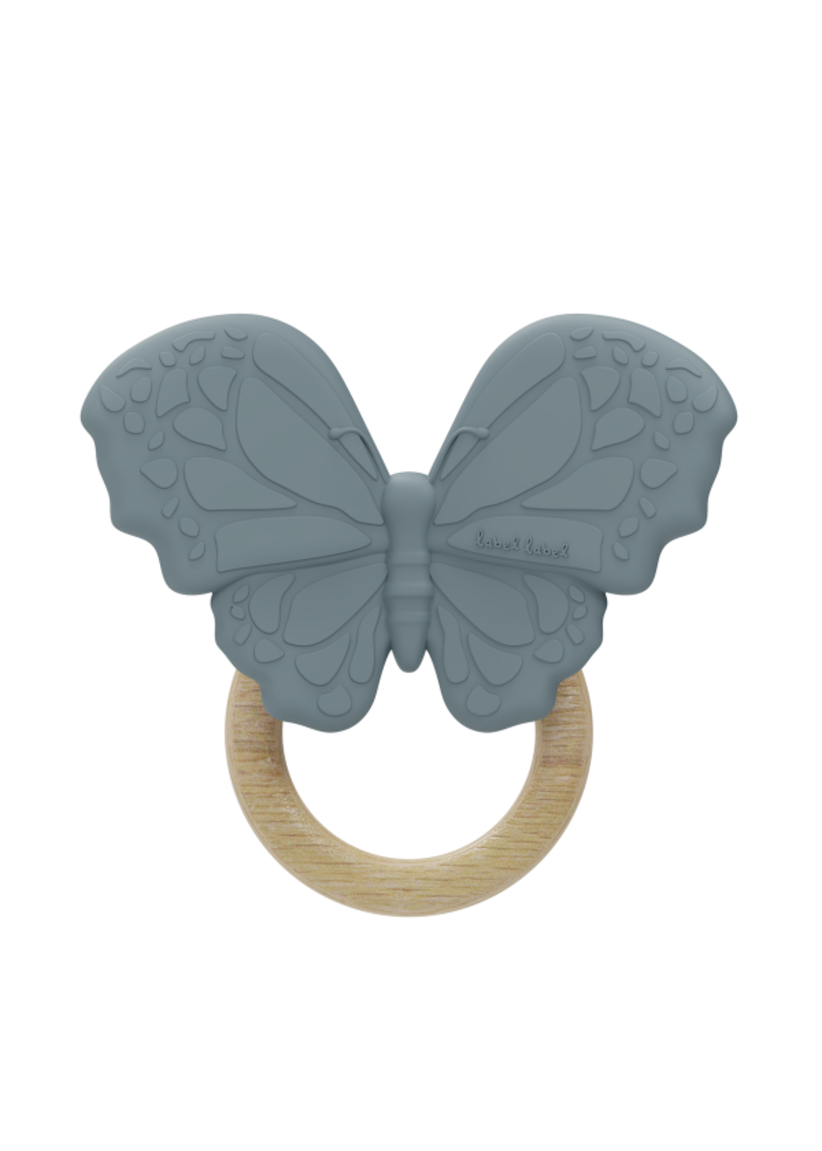 Label Label Label Label Butterfly blue teether