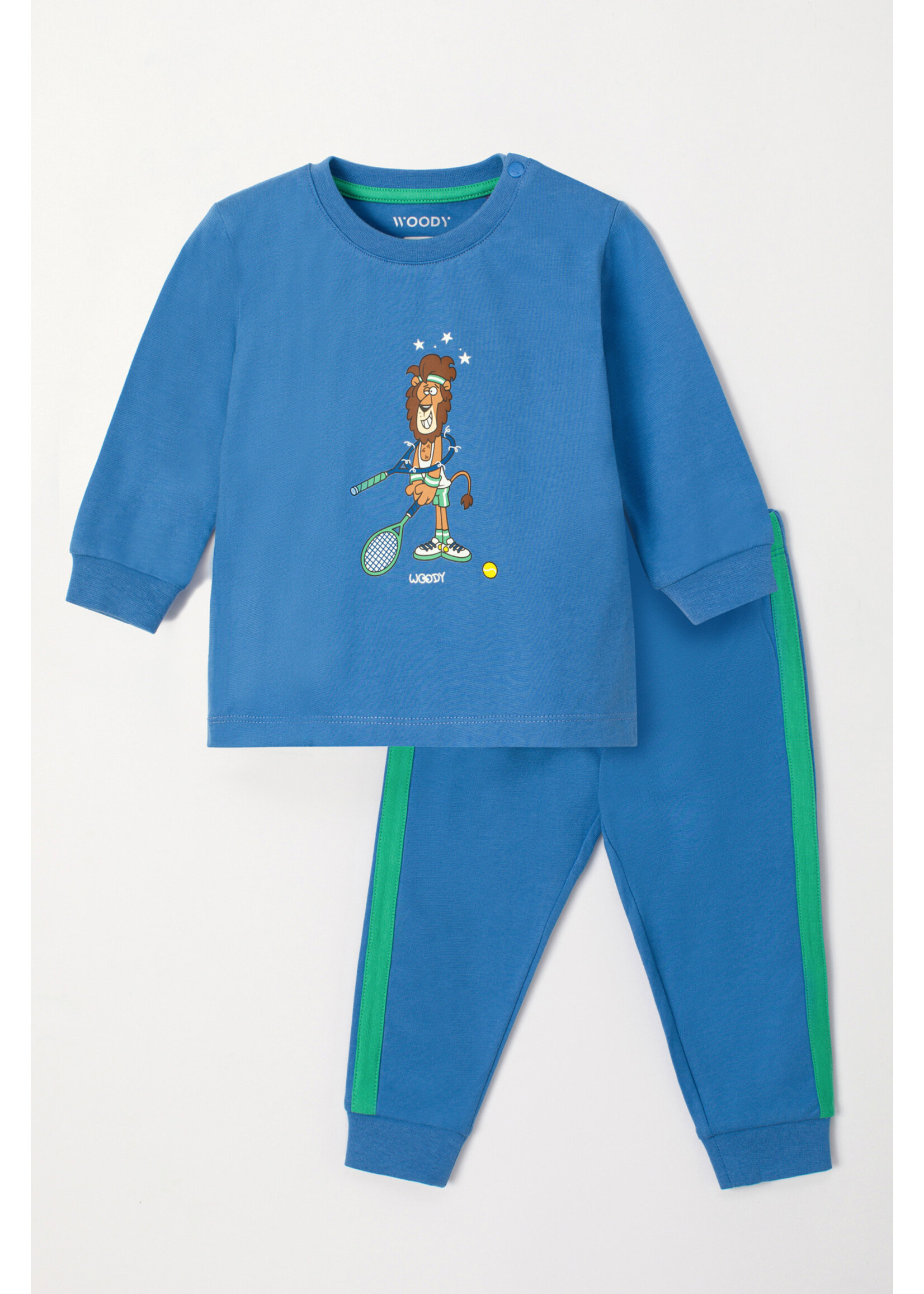 Woody Woody Unisex Pyjama Blauw Leeuw