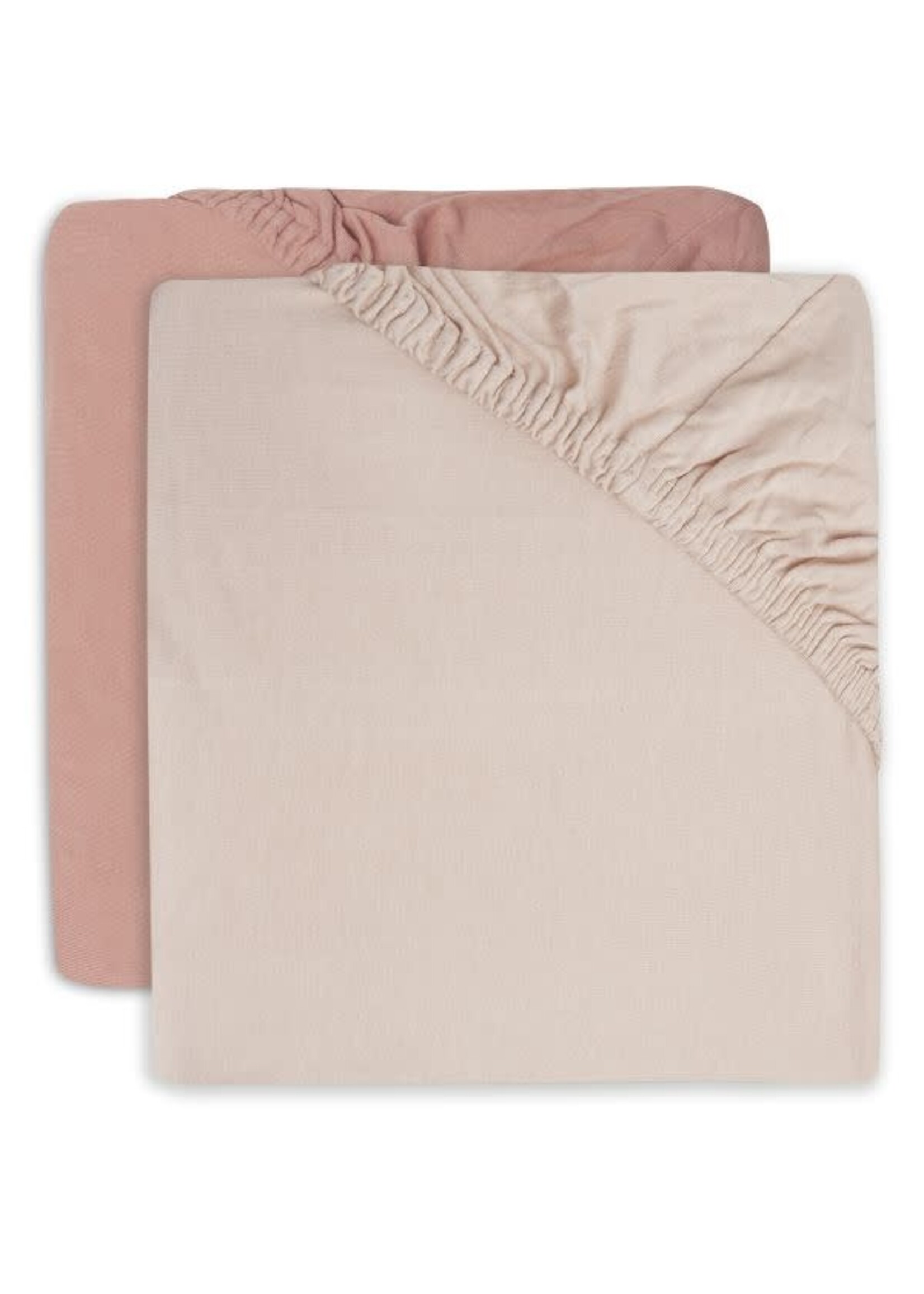 Jollein Jollein hoeslaken Jersey Pale Pink/Rosewood 60x120  (2-pack)