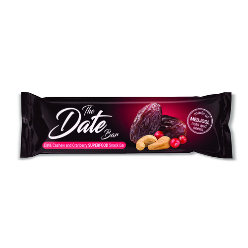 Barbary Date bar with cashews and cranberries