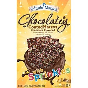 Yehuda Yehuda matze met chocolade en sprinkles Yehuda Yehuda matze met chocolade en sprinkles