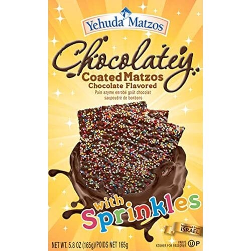 Yehouda Yehuda matze met chocolade en sprinkles