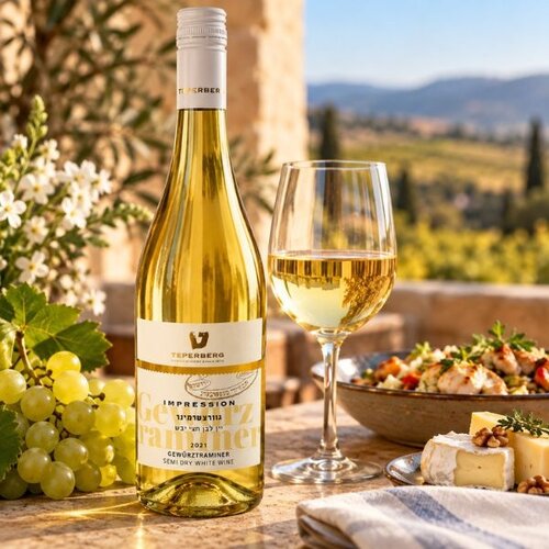 Teperberg Teperberg Impression Gewürztraminer 2021 - Koosjere halfdroge witte wijn uit Israël met bloemige aroma's en tropisch fruit – 750 ml Teperberg Teperberg Impression Gewürztraminer 2021 - Koosjere halfdroge witte wijn uit Israël met bloemige aroma's en tropisch fruit – 750 ml