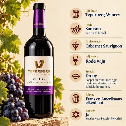Teperberg Teperberg Vision Cabernet Sauvignon 2021 - Koscherer trockener Rotwein aus Israel mit reifen Pflaumen und feinen Holznoten - 750 ml Teperberg Teperberg Vision Cabernet Sauvignon 2021 - Koscherer trockener Rotwein aus Israel mit reifen Pflaumen und feinen Holznoten - 750 ml