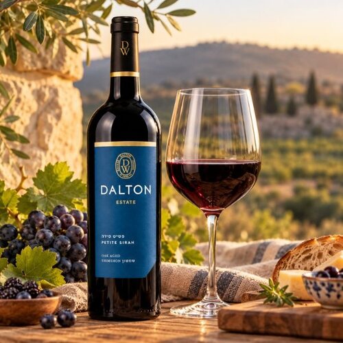 Dalton Dalton Estate Petite Sirah 2021 - Koosjere droge rode wijn uit Israël met donker fruit, kruidige tonen en 12 maanden houtrijping - 750 ml Dalton Dalton Estate Petite Sirah 2021 - Koosjere droge rode wijn uit Israël met donker fruit, kruidige tonen en 12 maanden houtrijping - 750 ml