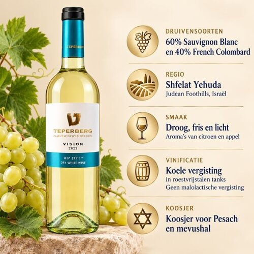 Teperberg Teperberg Vision Dry White - Koscherer Weißwein aus Israel - Sauvignon Blanc & French Colombard - 750 ml Teperberg Teperberg Vision Dry White - Koscherer Weißwein aus Israel - Sauvignon Blanc & French Colombard - 750 ml