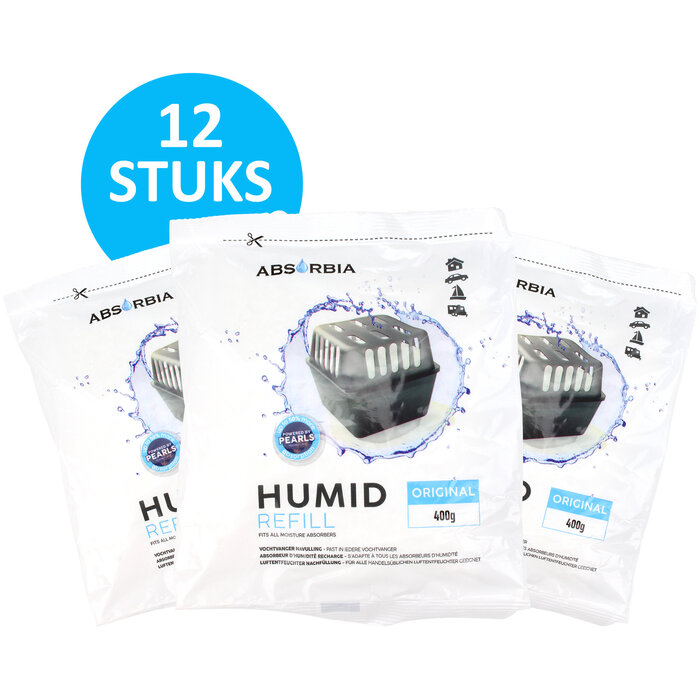 Absorbia Vochtvanger Navulling 400 gram – XXL Voordeelpakket - 12 Stuks - Original