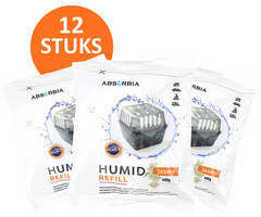 Absorbia Vochtvanger Navulling 400 gram – XXL Voordeelpakket - 12 Stuks - Jasmijn