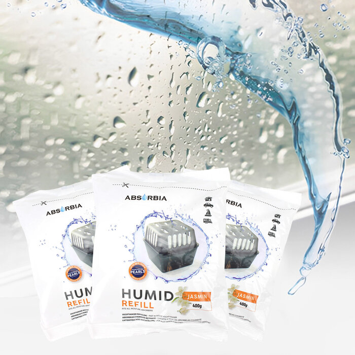 Absorbia Vochtvanger Navulling 400 gram – XXL Voordeelpakket - 12 Stuks - Jasmijn