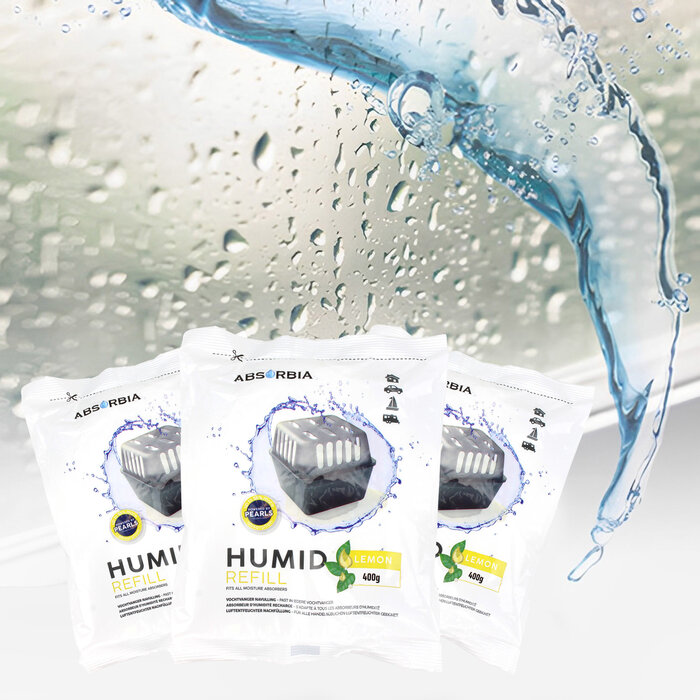 Absorbia Vochtvanger Navulling 400 gram – XXL Voordeelpakket - 12 Stuks - Lemon