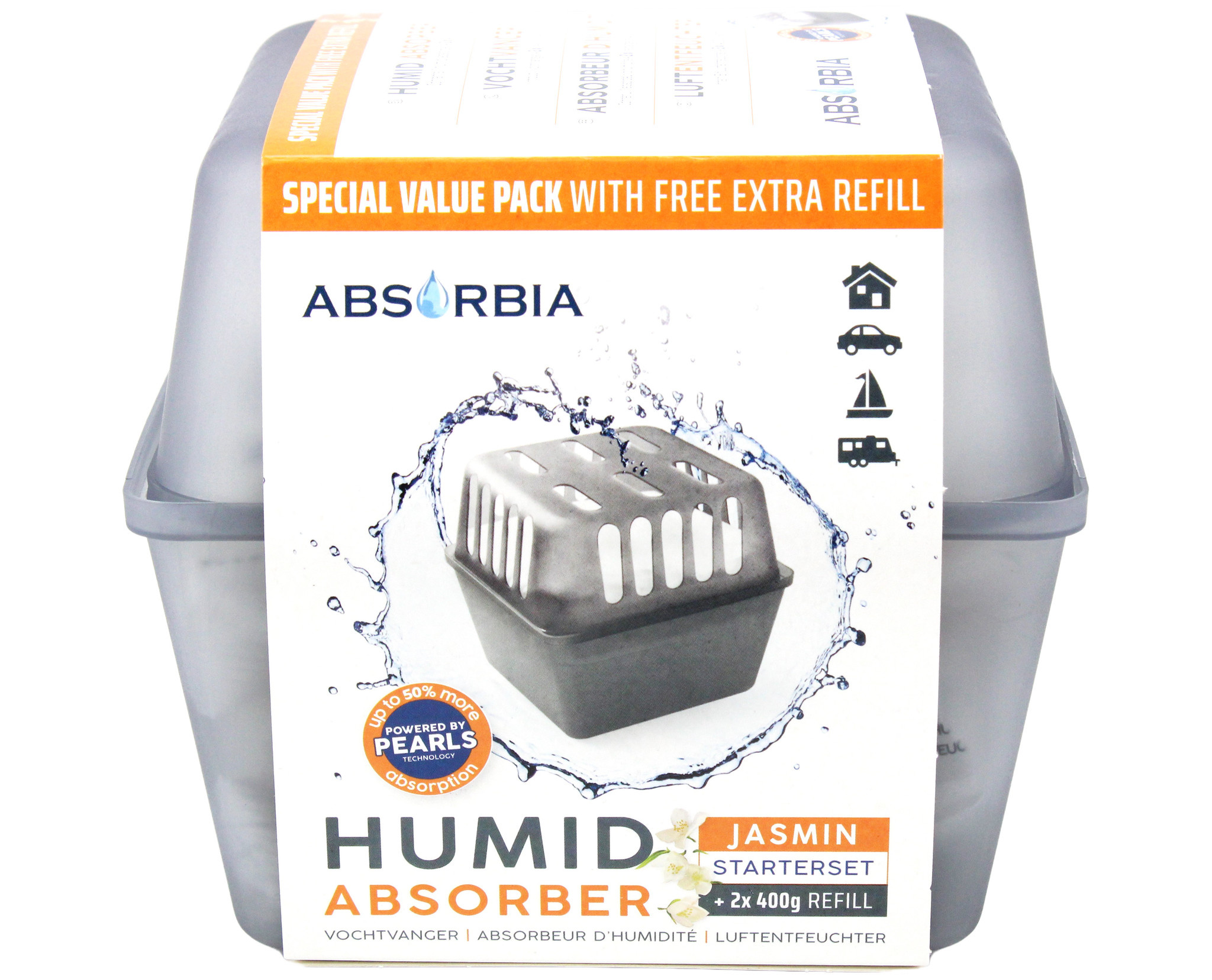 Absorbia Vochtvanger 400 gram + 1 Gratis Navulling - Jasmijn