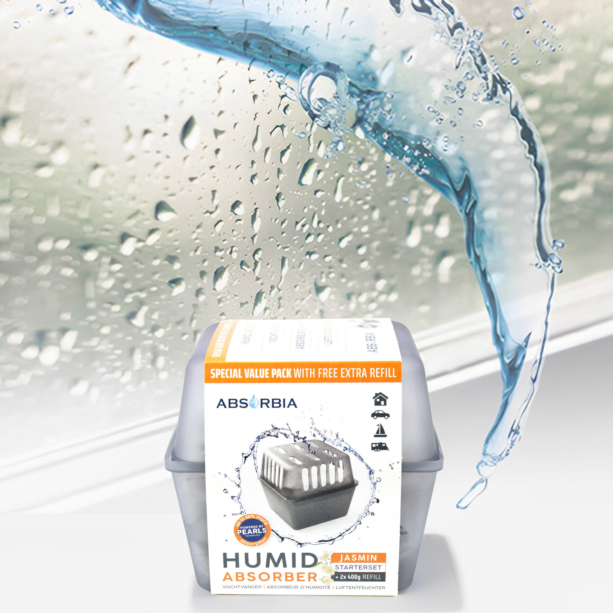 Absorbia Vochtvanger 400 gram + 1 Gratis Navulling - Jasmijn