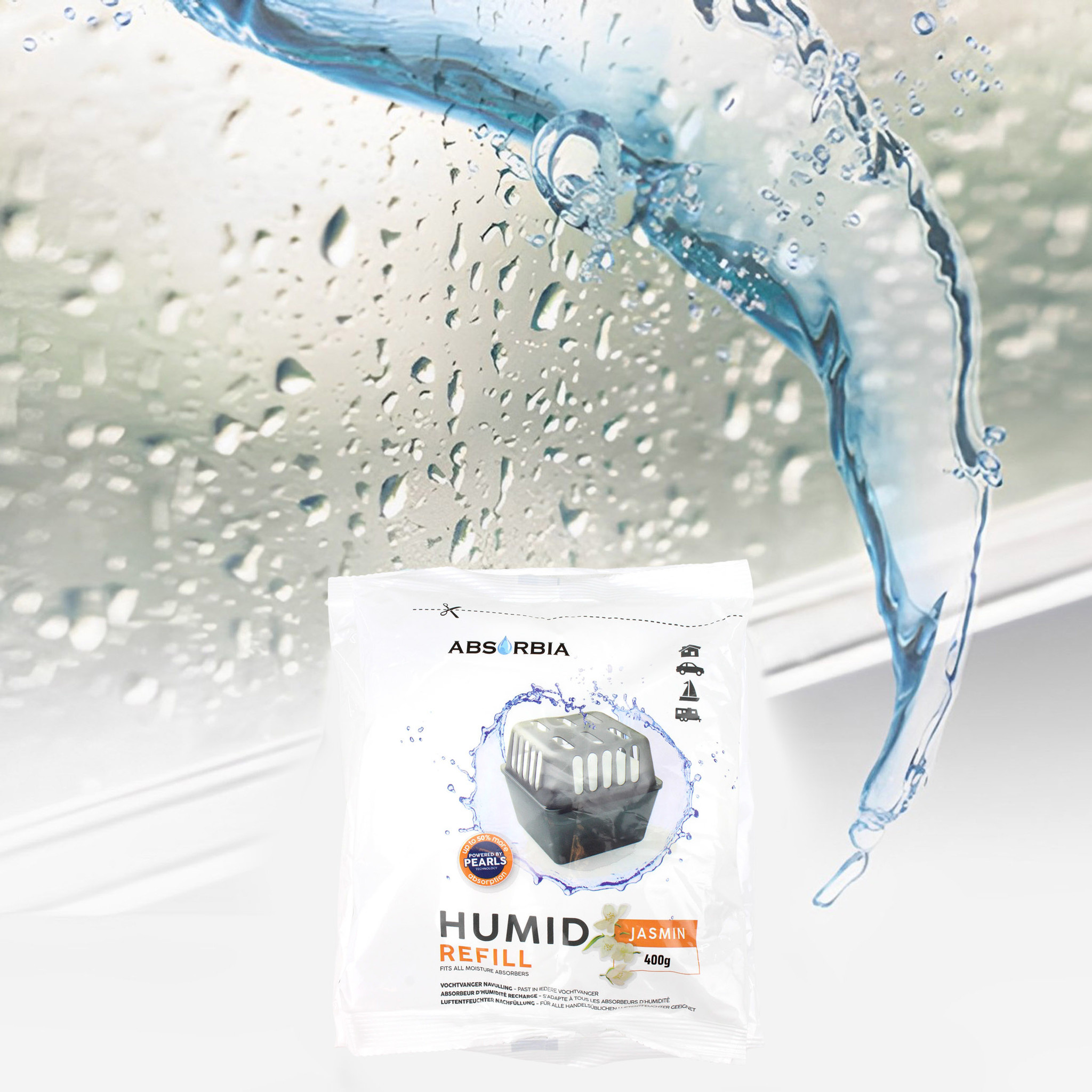 Absorbia Vochtvanger Navulling 400 gram - Jasmijn