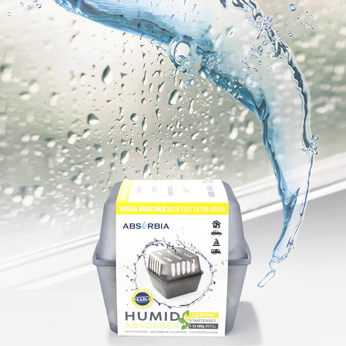 Absorbia Vochtvanger Starterset 400 gram – Voordeelpakket met 13 Navullingen - Lemon