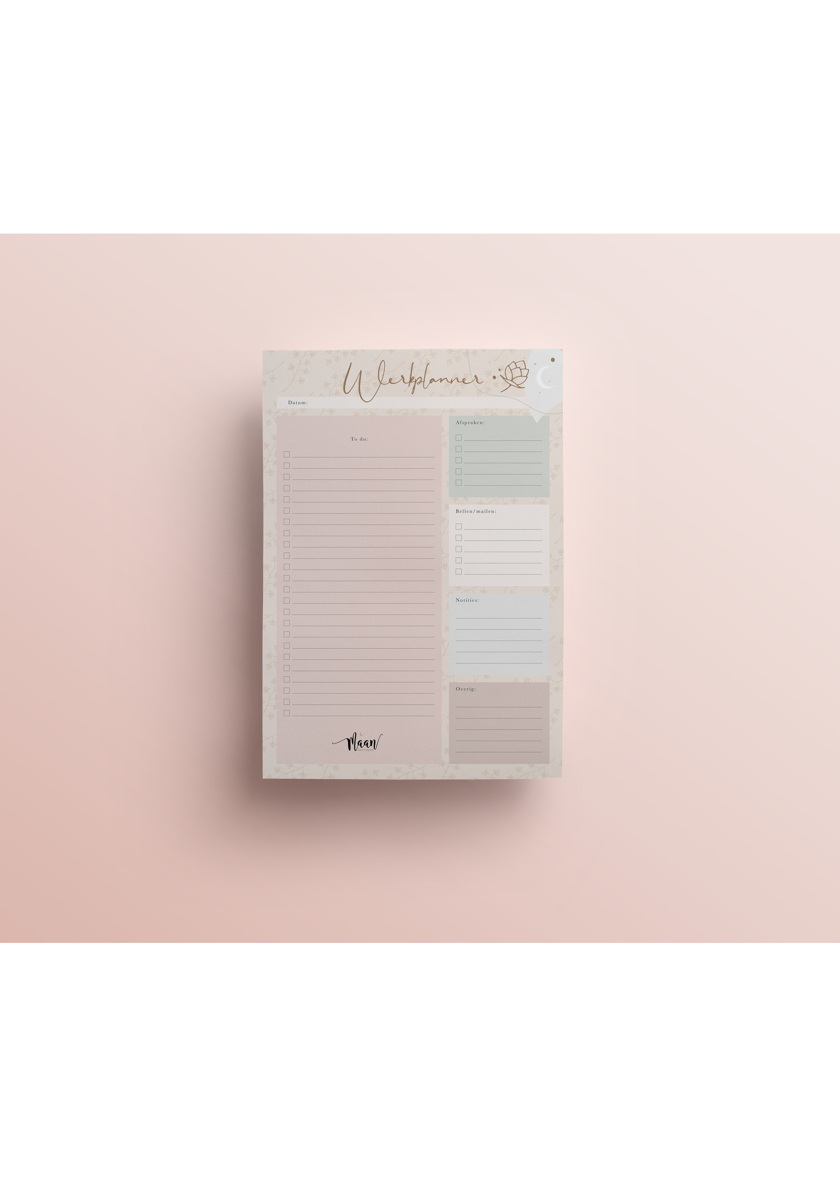 Maan Amsterdam Werkplanner - to do notitieblok - A4 - Eclipse collectie