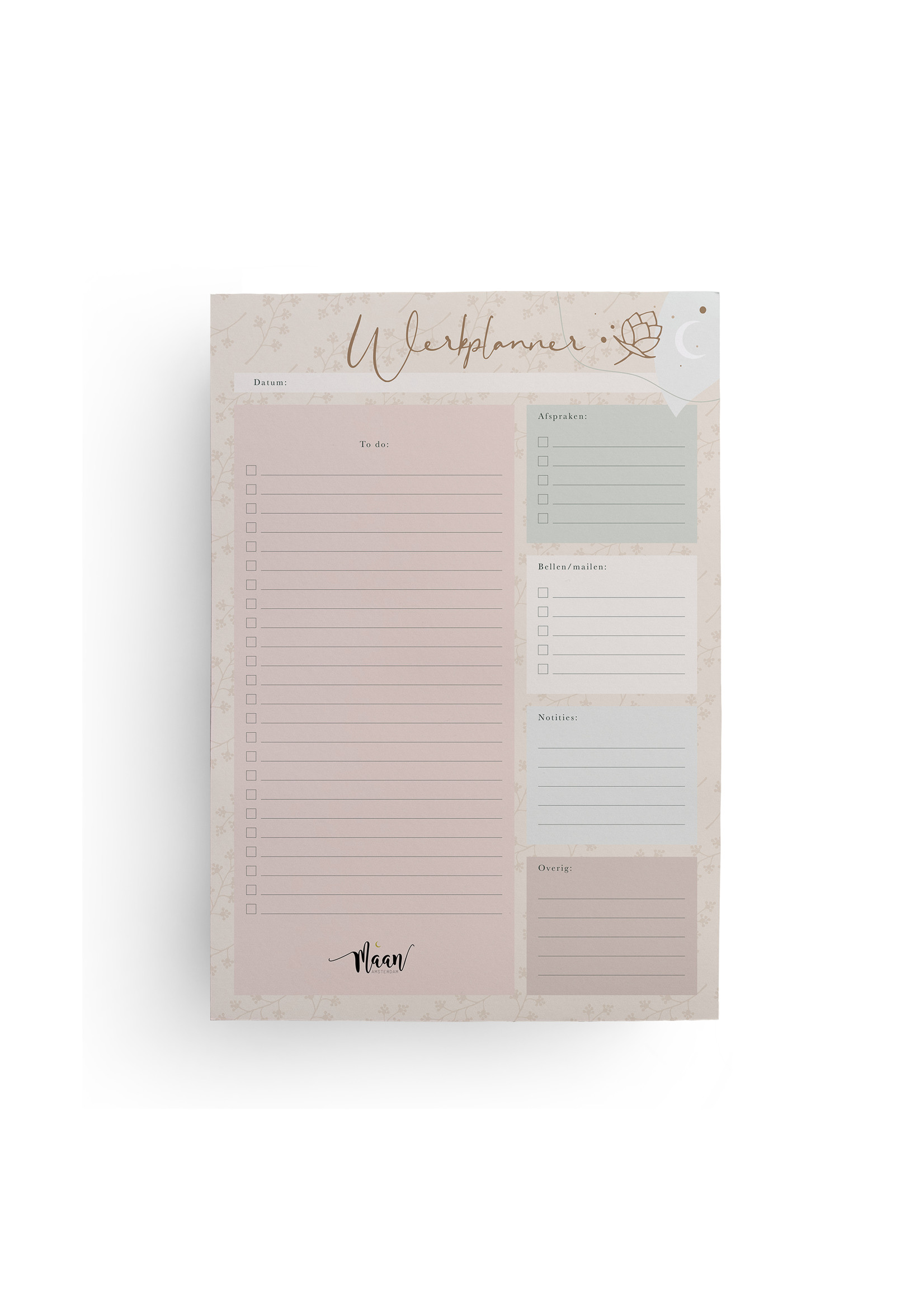 Maan Amsterdam Werkplanner - to do notitieblok - A4 - Eclipse collectie