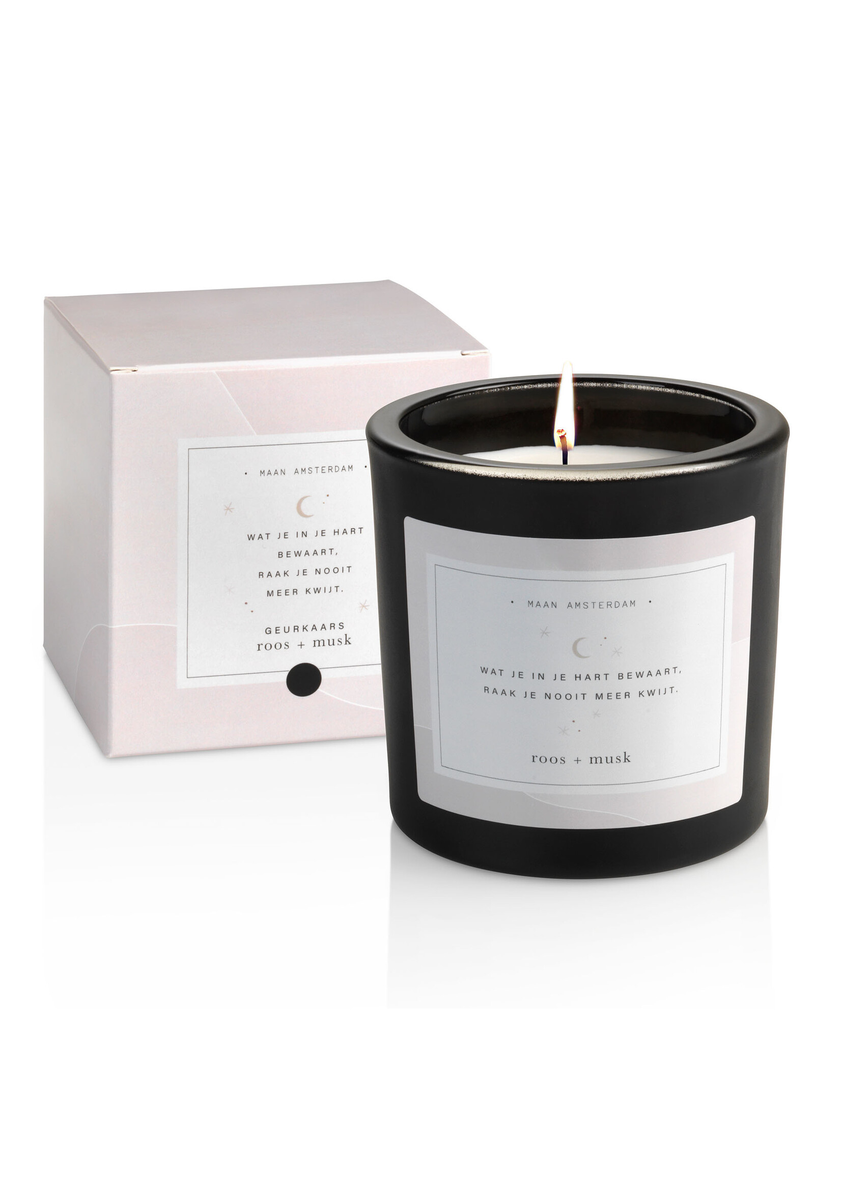 Maan Amsterdam Geurkaars zwart - Wat je in je hart bewaart - Eclipse