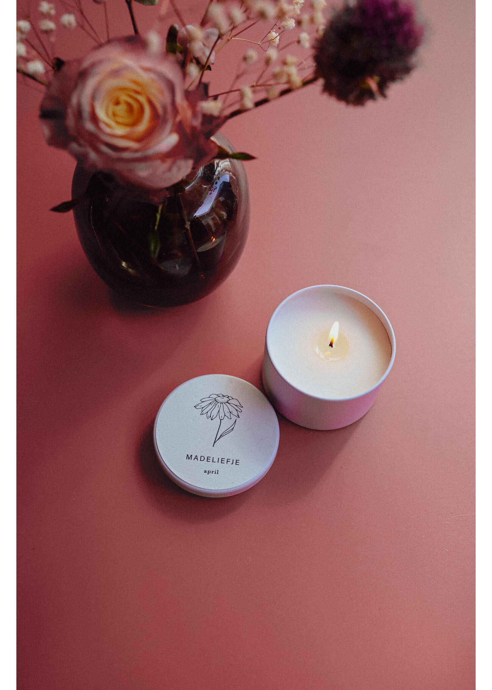 Maan Amsterdam Geurkaarsje - Geboortebloem juli in wit blikje