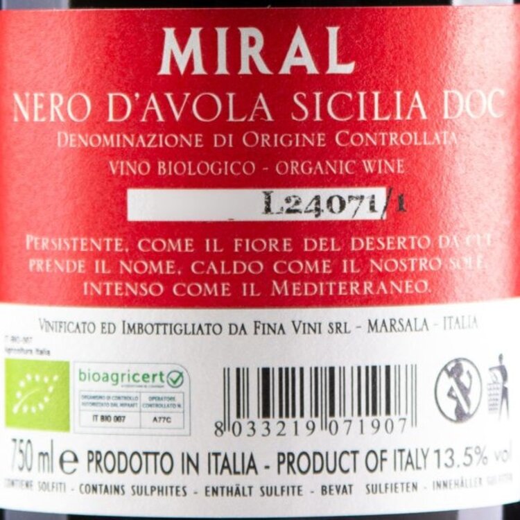 Cantine Fina Fina Miral Nero d'Avola Sicilia DOC
