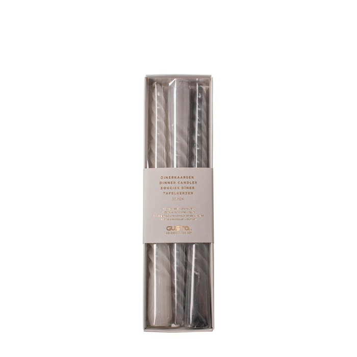 Swirl Dinerkaarsen Grijs - set van 3