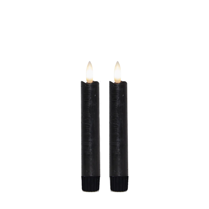 LED Dinerkaarsen Kort Zwart - set van 2
