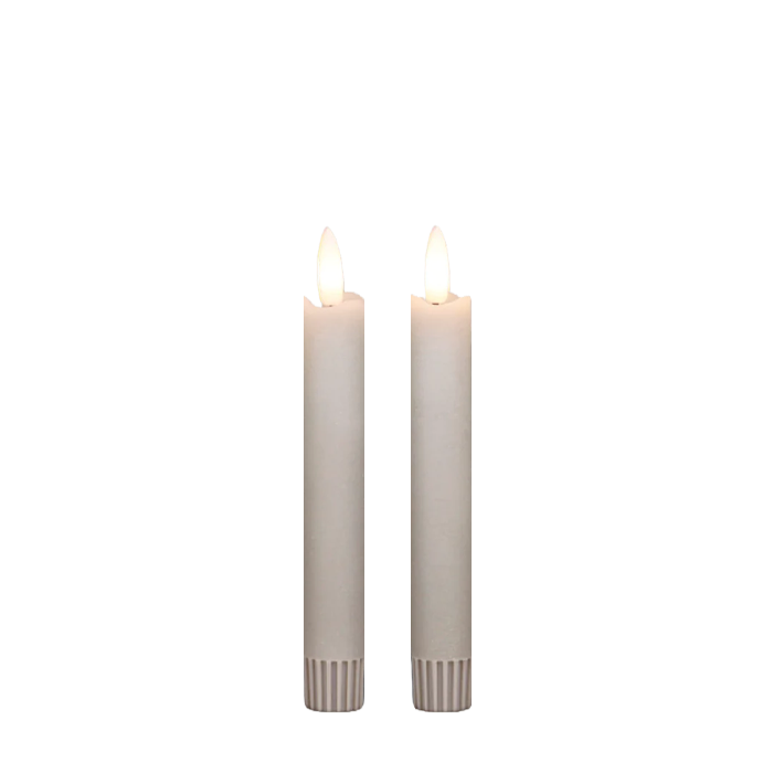 LED Dinerkaarsen Kort Beige - set van 2