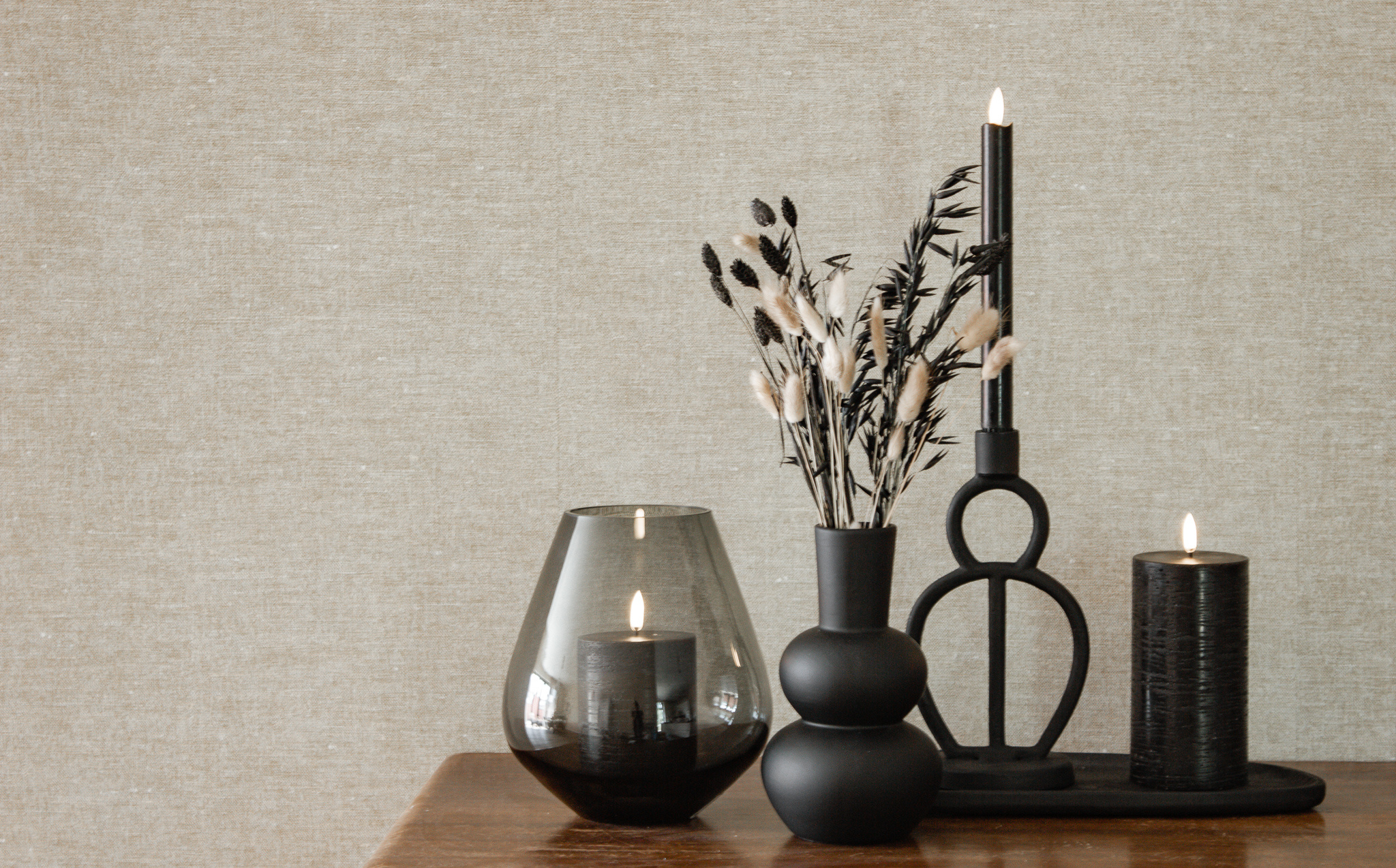 LED Dinerkaarsen Zwart - set van 2