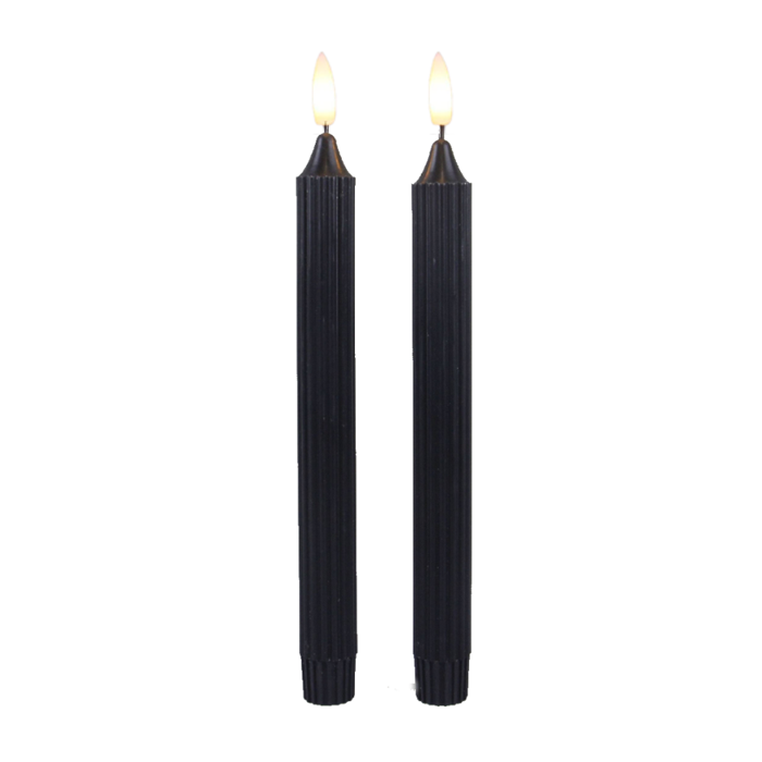 LED Dinerkaars Ribbel Zwart - set van 2