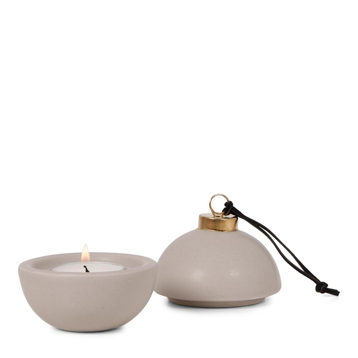 Theelicht Kerstbal Beige