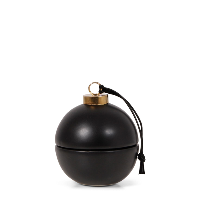 Theelicht Kerstbal Zwart