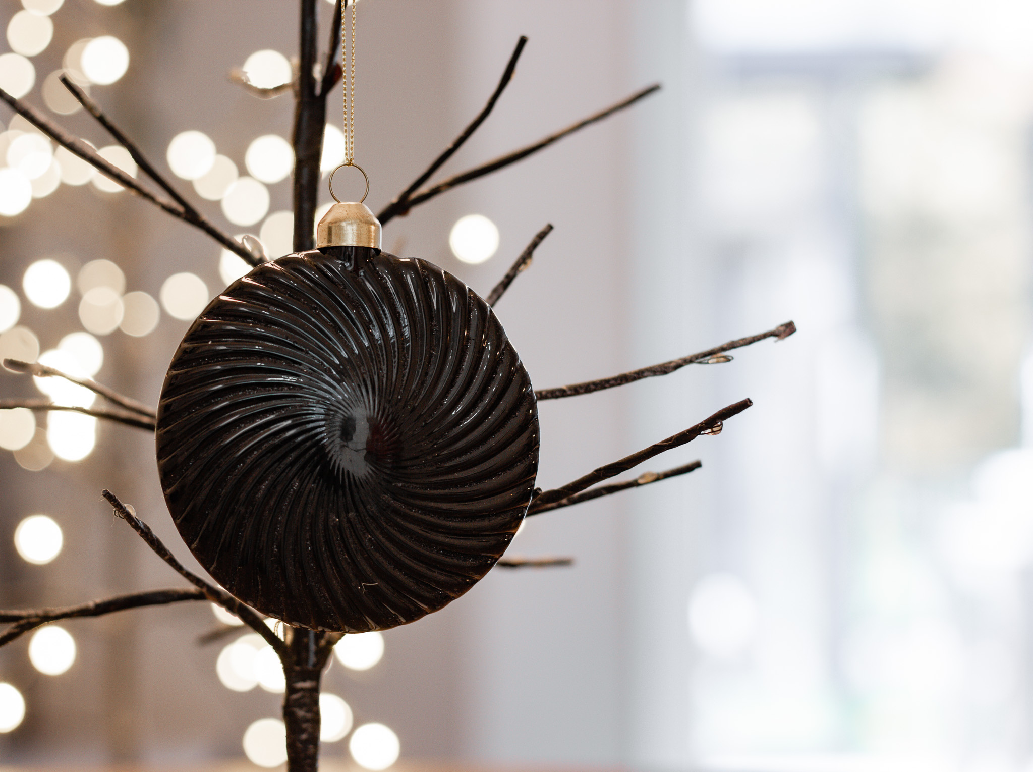 Kerstbal Budu Zwart Glitter