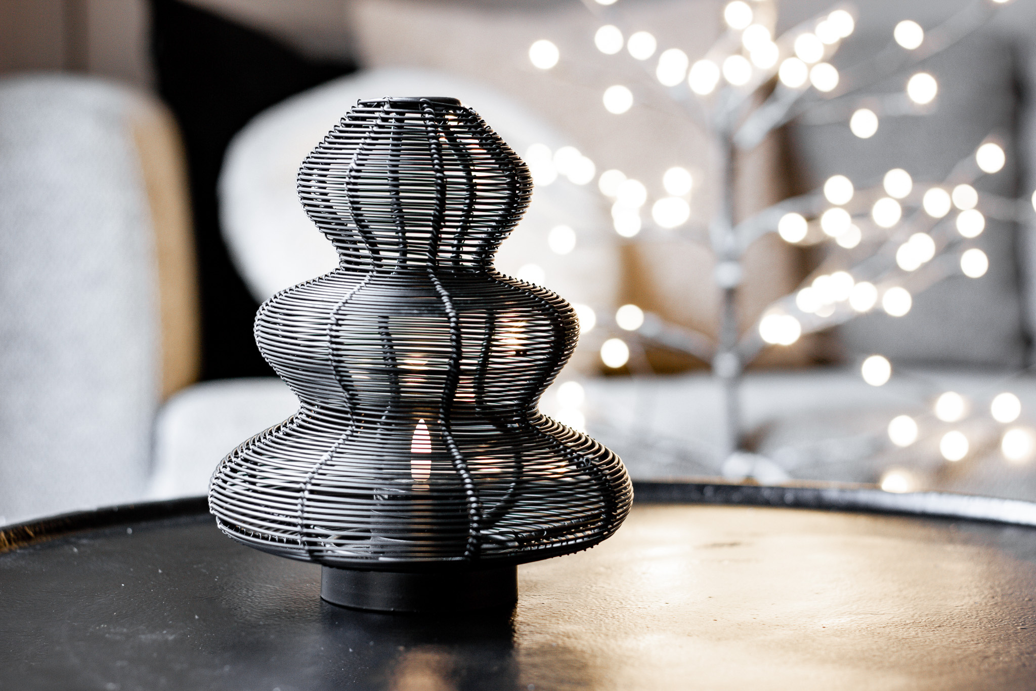 Windlicht Kerstboom Mat Zwart