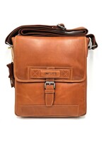 REDRUBI REDRUBI -UM/6/1185 -Met RFID protected  echt leren - schoudertas –crossbodytas- stevig - vintage leder- bruin /cognac