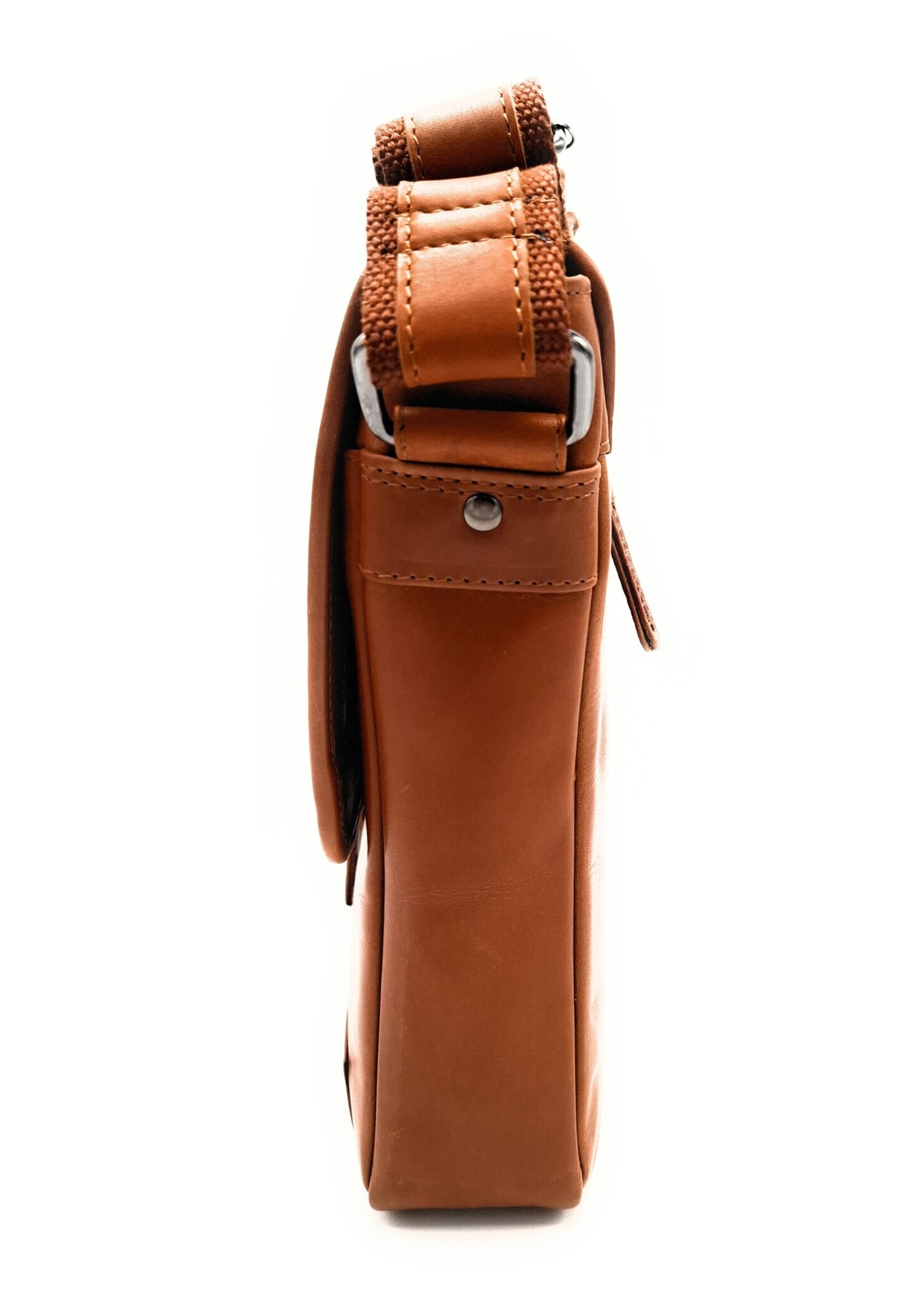 REDRUBI REDRUBI -UM/6/1185 -Met RFID protected  echt leren - schoudertas –crossbodytas- stevig - vintage leder- bruin /cognac