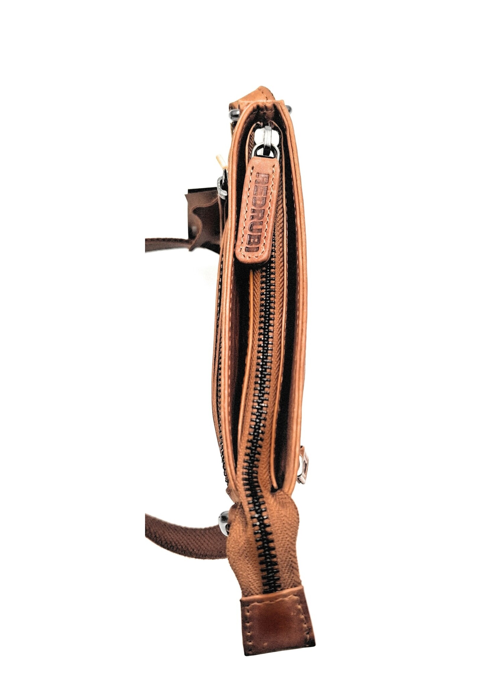 REDRUBI REDRUBI - UM/6/1188 - Met RFID protected -echt leren - schoudertas – crossbodytas- stevig - vintage leder- bruin /cognac