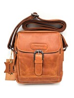 REDRUBI REDRUBI – UM /6/ 1186 -Met RFID protected - echt leren - schoudertas – crossbodytas- stevig - vintage leder- bruin /cognac