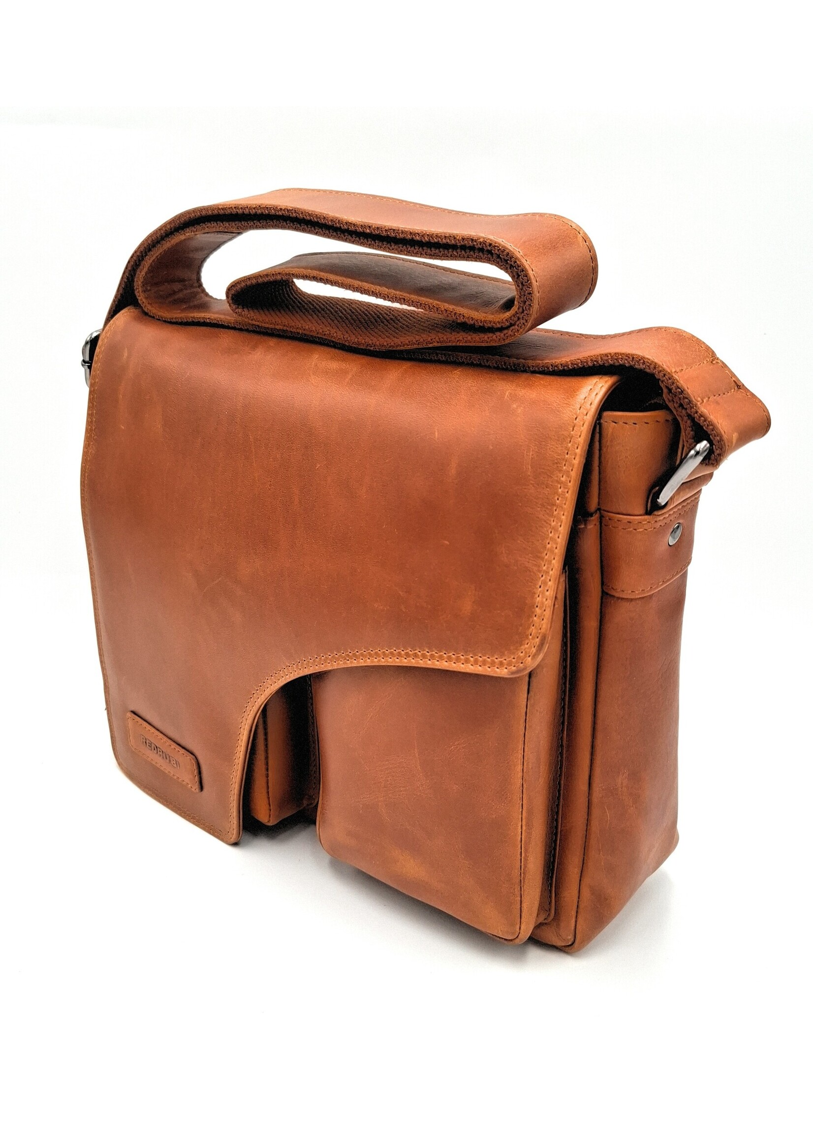 REDRUBI REDRUBI – UM /6/ 1189 - Met RFID protected  echt lederen - schoudertas –crossbodytas- stevig - chique - uitstraling - vintage leder- bruin /cognac