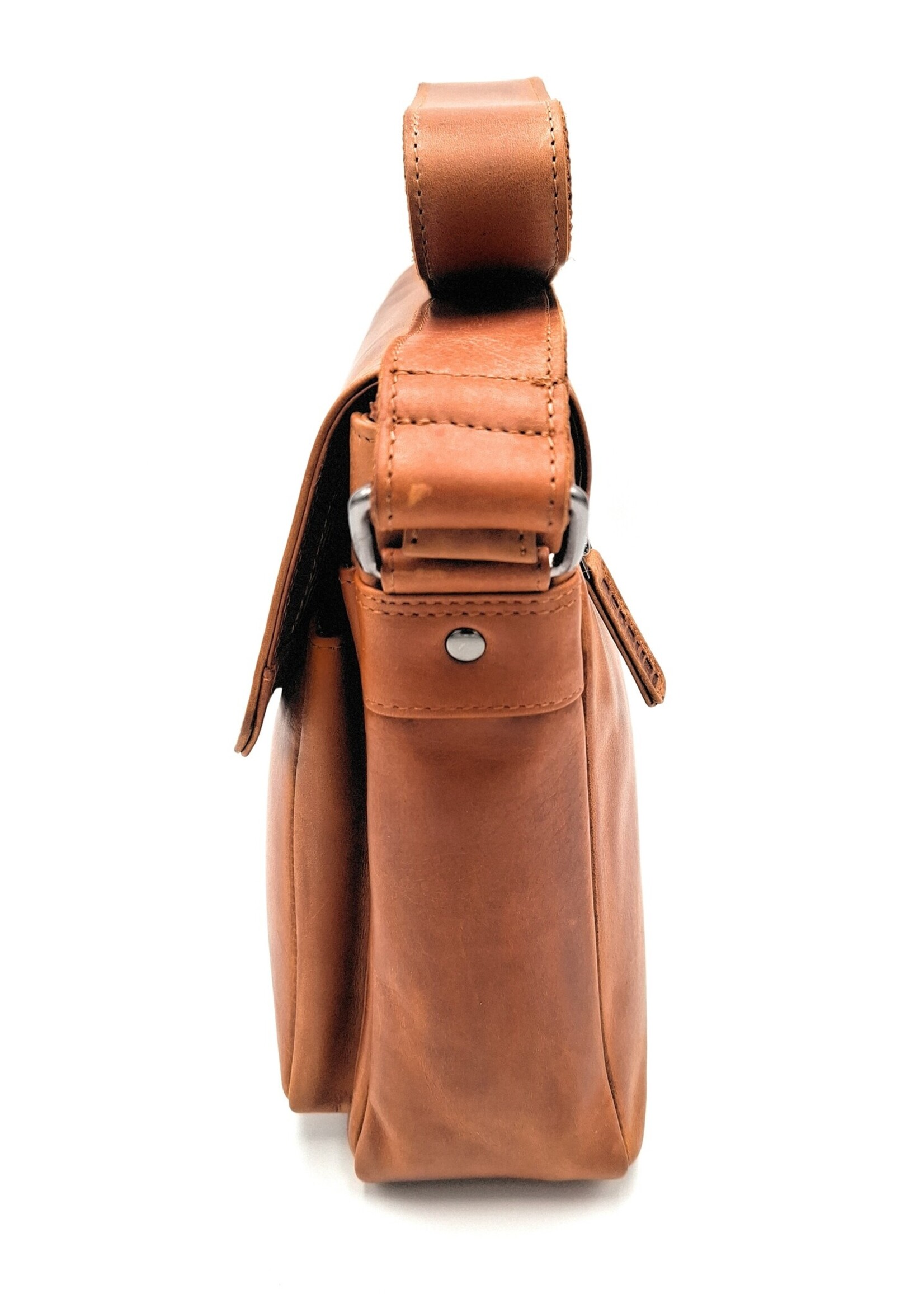 REDRUBI REDRUBI – UM /6/ 1189 - Met RFID protected  echt lederen - schoudertas –crossbodytas- stevig - chique - uitstraling - vintage leder- bruin /cognac