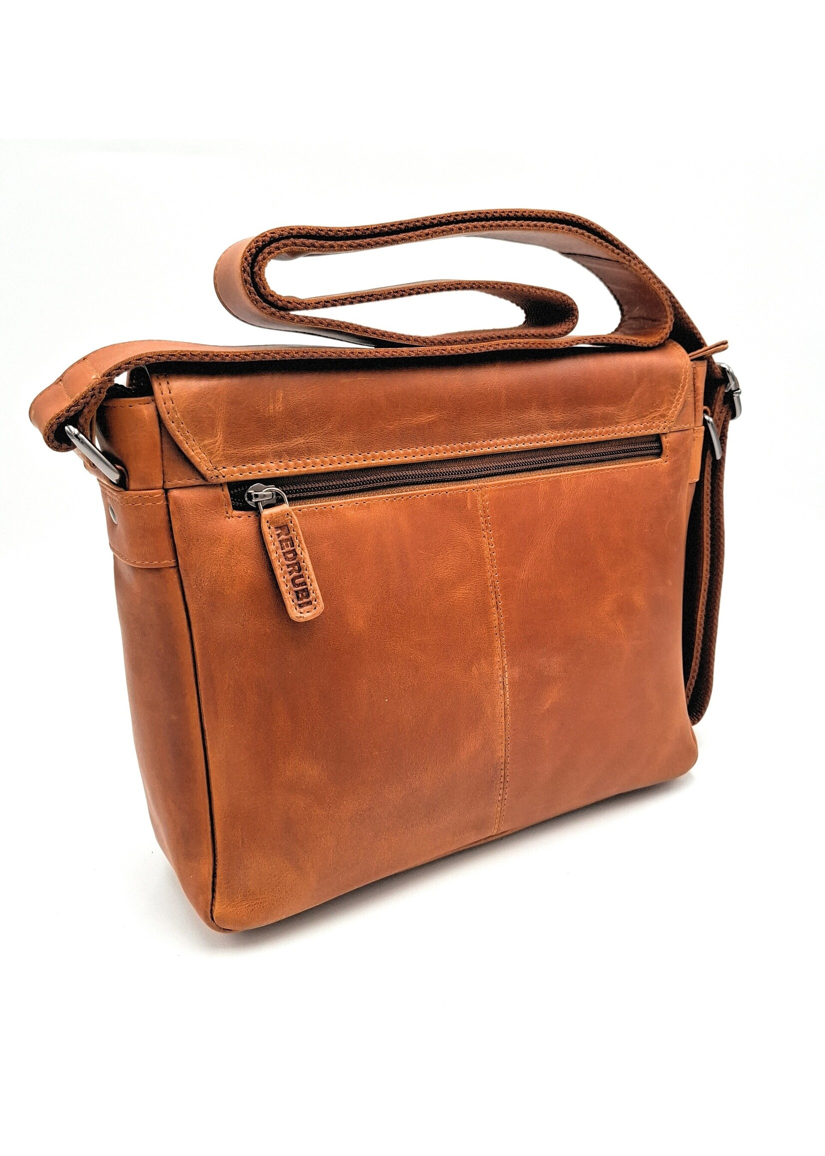 REDRUBI REDRUBI – UM /6/ 1189 - Met RFID protected  echt lederen - schoudertas –crossbodytas- stevig - chique - uitstraling - vintage leder- bruin /cognac