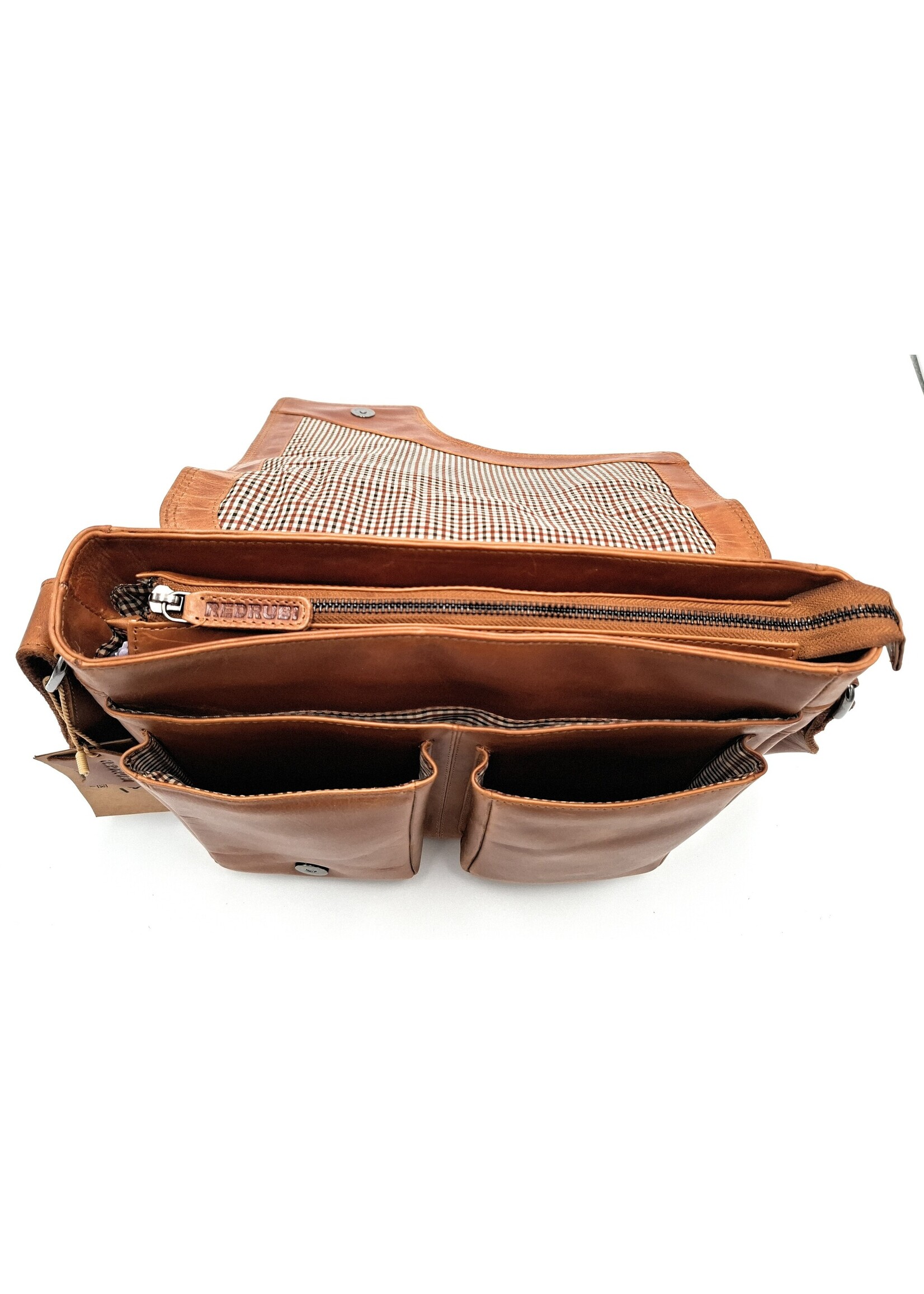 REDRUBI REDRUBI – UM /6/ 1189 - Met RFID protected  echt lederen - schoudertas –crossbodytas- stevig - chique - uitstraling - vintage leder- bruin /cognac